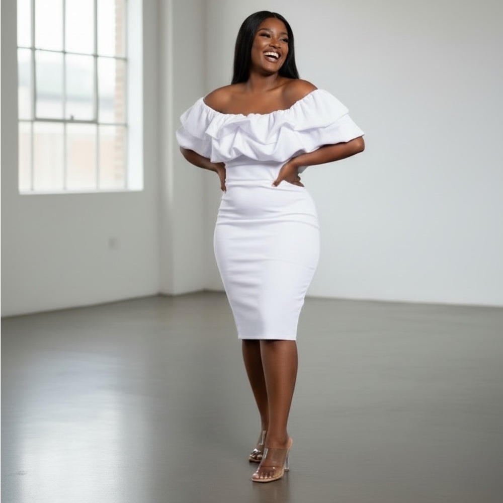 Chic Strapless White Dress - Picture 2 of 3